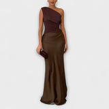 Elegantne maxi haljine s jednim naramenicom i naborkima