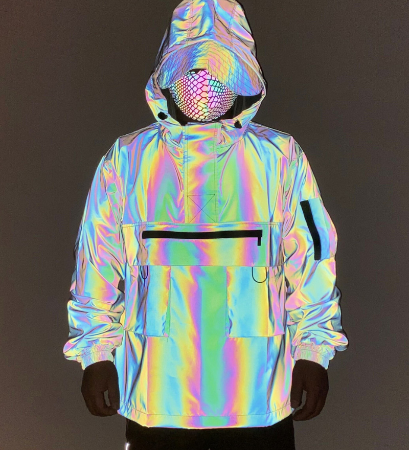 Functional Reflective Half-Zip Hooded Jacket