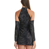 Hollow Out Halter Reflective Rave Dress