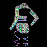 Reflective Rave Clothing Cross Strap Shiny Swimsuit