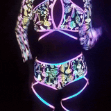 Reflective Rave Clothing Cross Strap Shiny Swimsuit