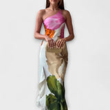 Sapphire - Elegantna Maxi Haljina s Patchworkom