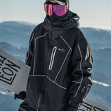 Ski Wear Black Reflective Waterproof Windproof Oversize Ski Suit - Unisex