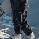 Ski Wear Black Reflective Waterproof Windproof Oversize Ski Suit - Unisex