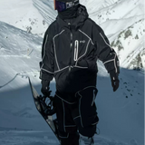 Ski Wear Black Reflective Waterproof Windproof Oversize Ski Suit - Unisex