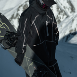Ski Wear Black Reflective Waterproof Windproof Oversize Ski Suit - Unisex