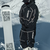 Ski Wear Black Reflective Waterproof Windproof Oversize Ski Suit - Unisex