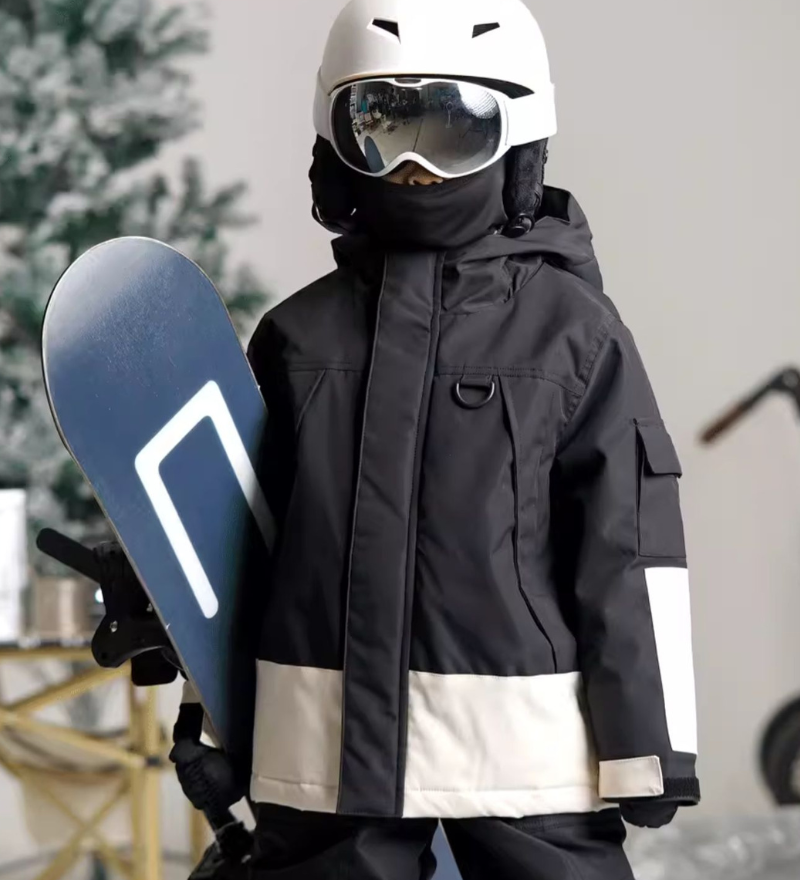 Ski Wear Color Block Waterproof Jacket&Bibs Kids Snow Suit (Single Unit Available)