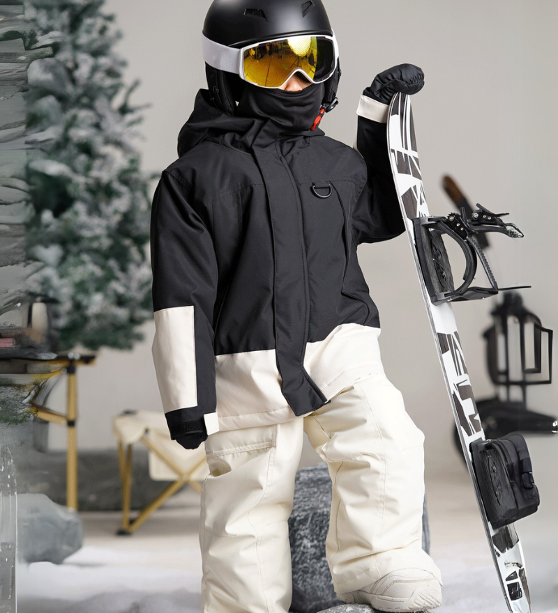 Ski Wear Color Block Waterproof Jacket&Bibs Kids Snow Suit (Single Unit Available)