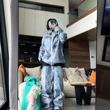 Ski Wear Outdoor Loose Denim Snow Jacket&Pants Suit -Unisex