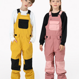Ski Wear Snowboard Gear Color-Block Kids Ski Bib