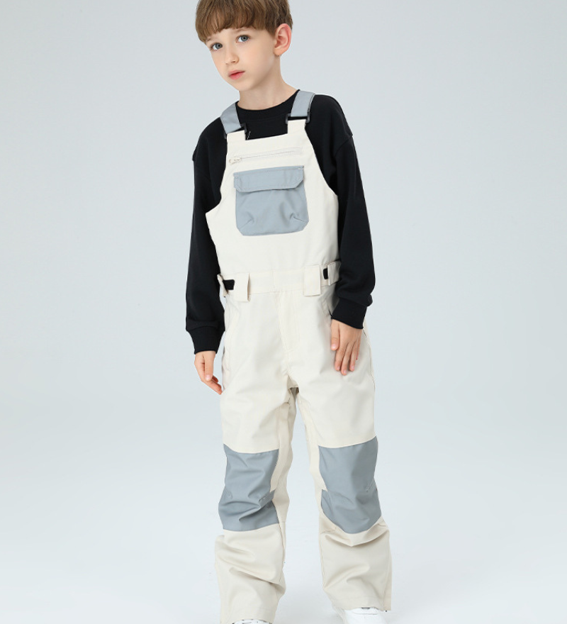 Ski Wear Snowboard Gear Color-Block Kids Ski Bib