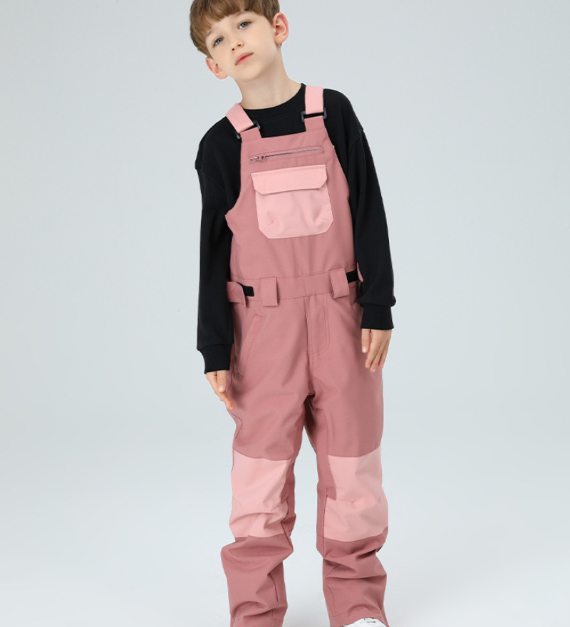 Ski Wear Snowboard Gear Color-Block Kids Ski Bib