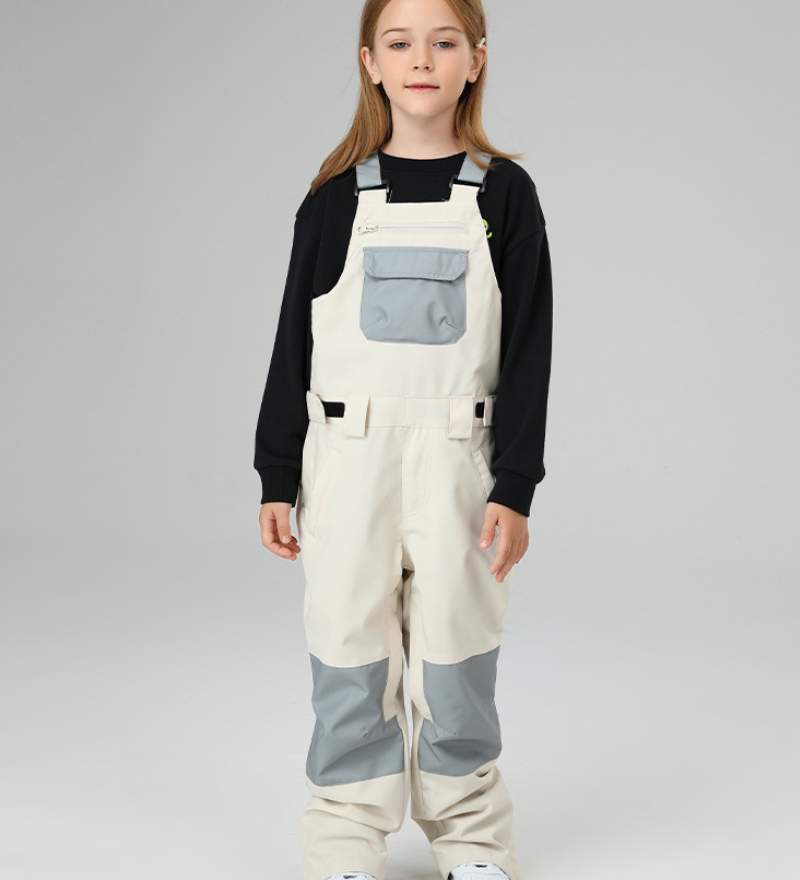 Ski Wear Snowboard Gear Color-Block Kids Ski Bib