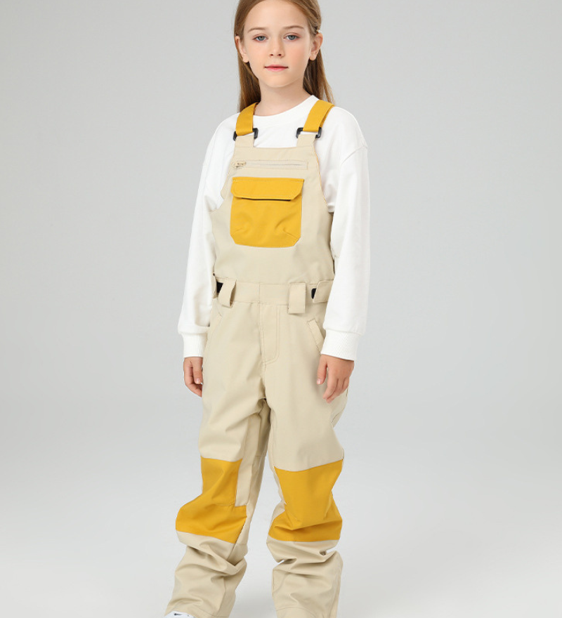 Ski Wear Snowboard Gear Color-Block Kids Ski Bib