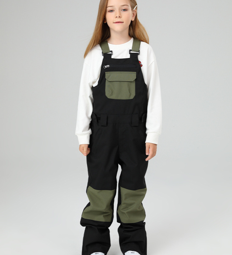 Ski Wear Snowboard Gear Color-Block Kids Ski Bib