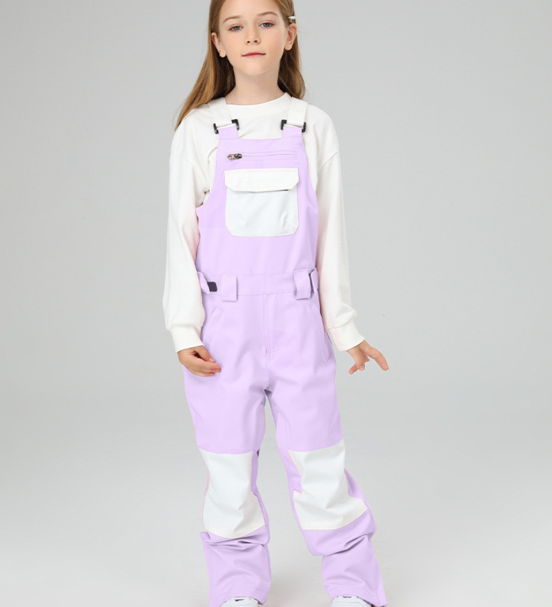 Ski Wear Snowboard Gear Color-Block Kids Ski Bib