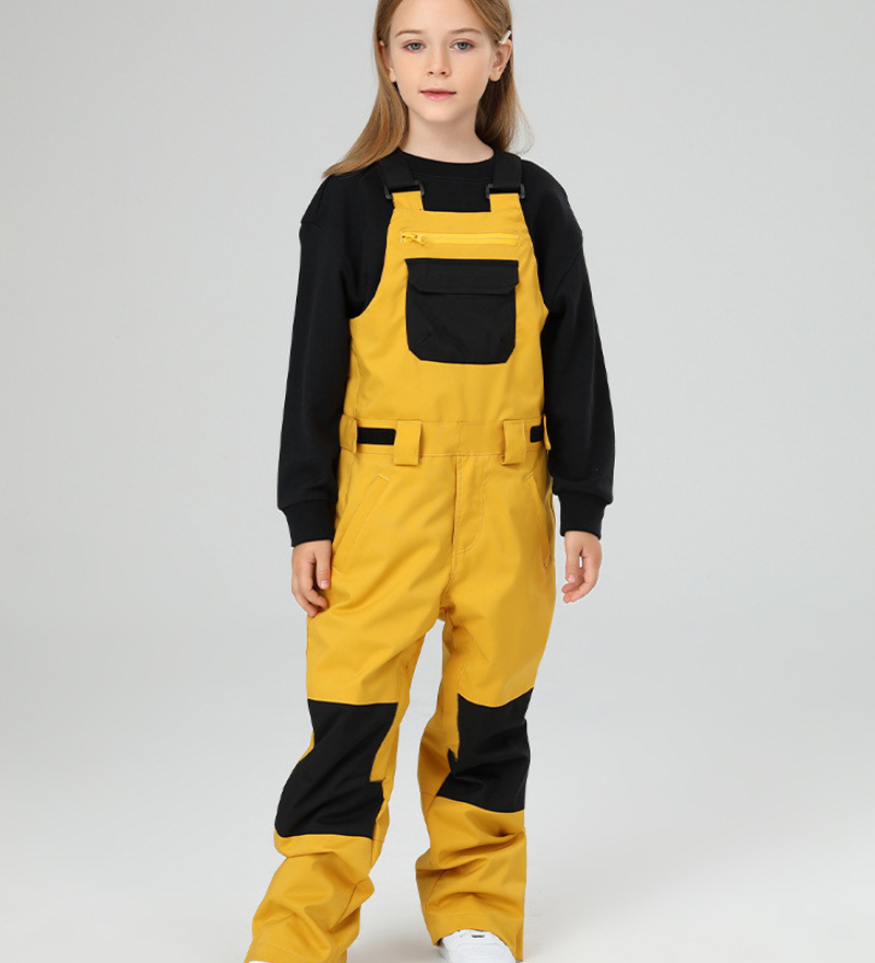Ski Wear Snowboard Gear Color-Block Kids Ski Bib