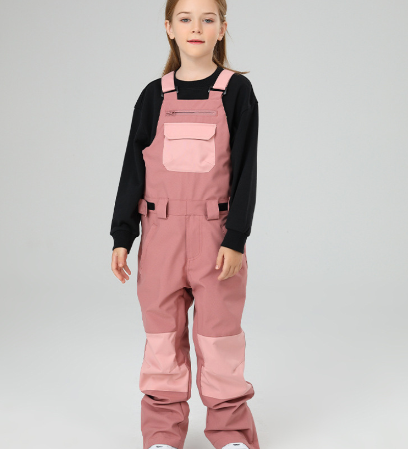 Ski Wear Snowboard Gear Color-Block Kids Ski Bib