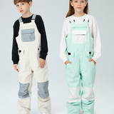 Ski Wear Snowboard Gear Color-Block Kids Ski Bib
