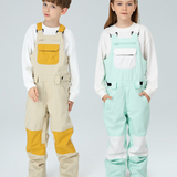 Ski Wear Snowboard Gear Color-Block Kids Ski Bib