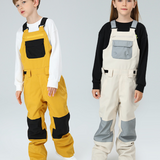 Ski Wear Snowboard Gear Color-Block Kids Ski Bib