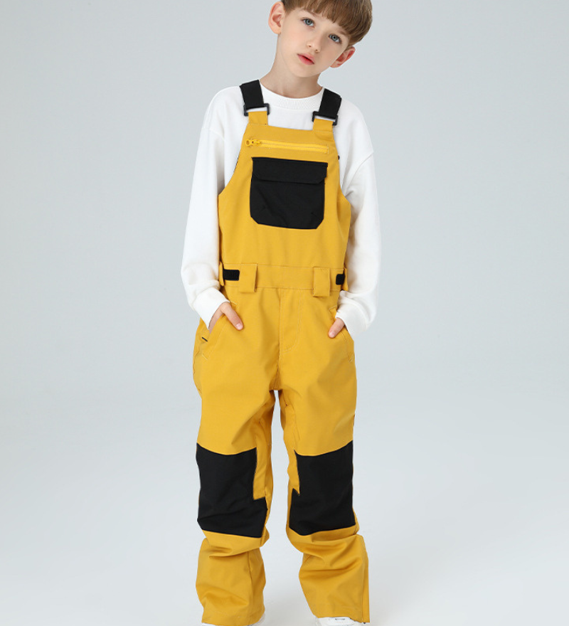 Ski Wear Snowboard Gear Color-Block Kids Ski Bib