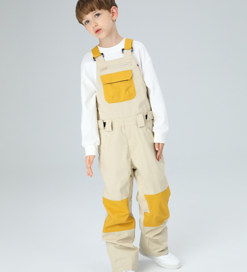 Ski Wear Snowboard Gear Color-Block Kids Ski Bib