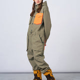 Ski Wear Color-blocking Pockets Jumpsuit Snow Suit -Unisex