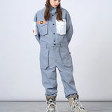 Ski Wear Color-blocking Pockets Jumpsuit Snow Suit -Unisex