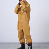 Ski Wear Color-blocking Pockets Jumpsuit Snow Suit -Unisex