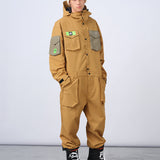 Ski Wear Color-blocking Pockets Jumpsuit Snow Suit -Unisex