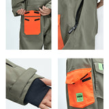 Ski Wear Color-blocking Pockets Jumpsuit Snow Suit -Unisex