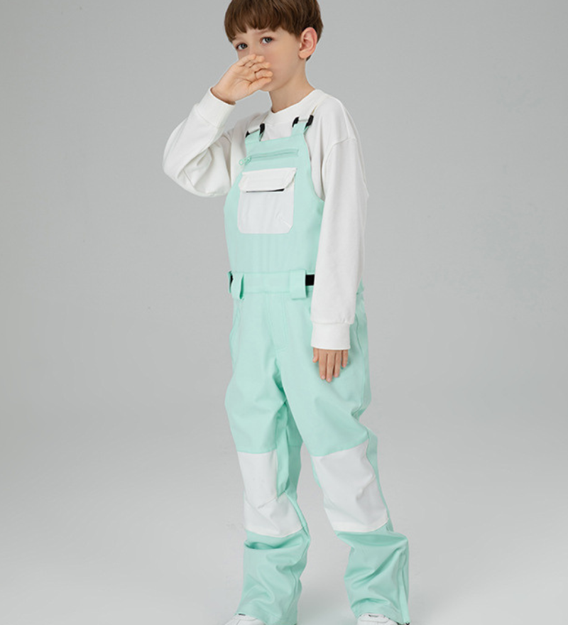 Ski Wear Snowboard Gear Color-Block Kids Ski Bib