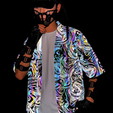 Techwear Colorful Reflective Cardigan Kimono Jacket