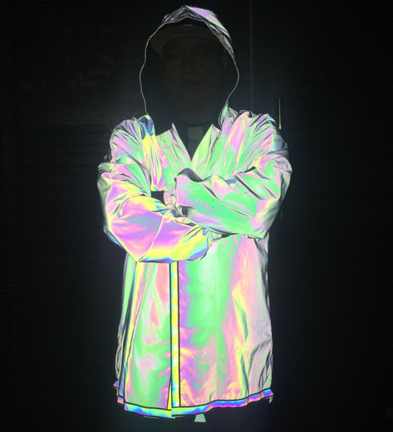 Techwear Colorful Reflective Hooded Jacket