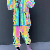 Techwear Colorful Reflective Hooded Jacket
