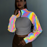Techwear Colorful Reflective Short Jacket Top