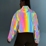 Techwear Colorful Reflective Short Jacket Top