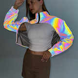 Techwear Colorful Reflective Short Jacket Top