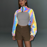 Techwear Colorful Reflective Short Jacket Top