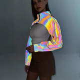 Techwear Colorful Reflective Short Jacket Top