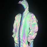Techwear Colorful Reflective Hooded Jacket