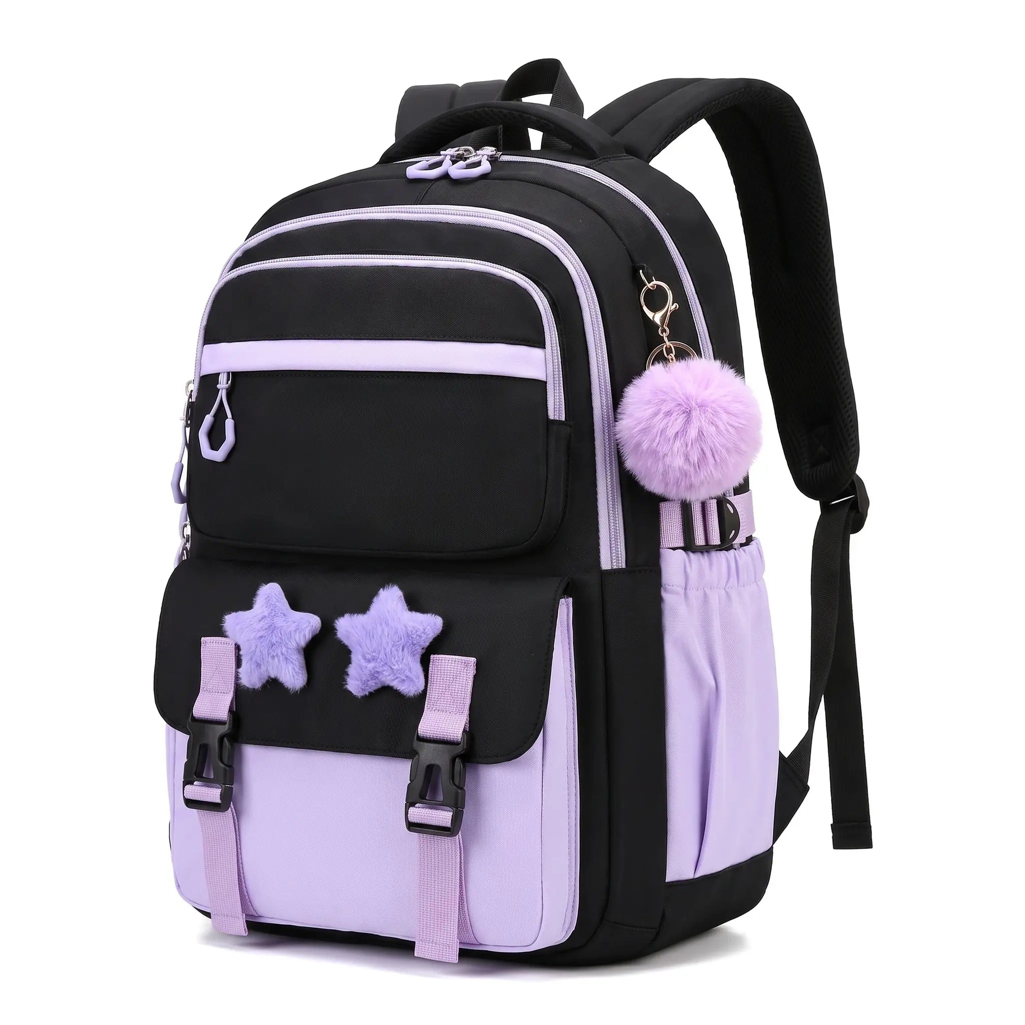 School Backpack Set for Girls, Chic Color-Block Waterproof Nylon, Ultra-Light Large Capacity for Back to School & Sleepovers, Back to School Haul, Casual,Back to School,Back to School Haul