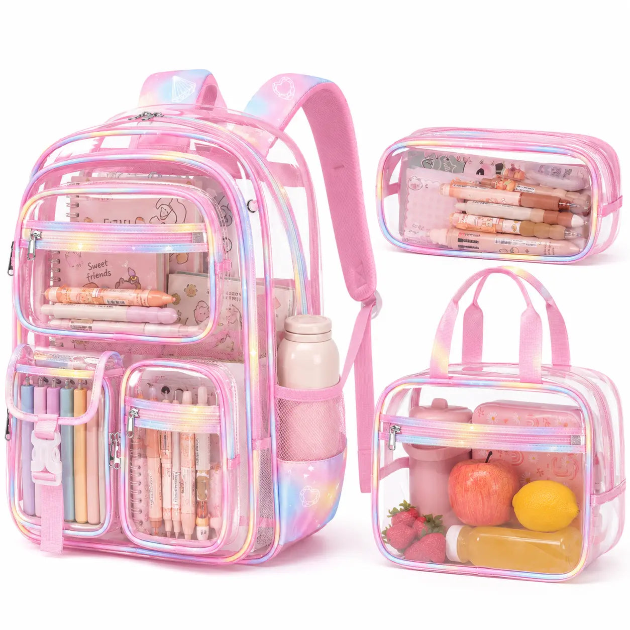 Fimibuke 3PCS Waterproof Backpack for School,Oxford Cloth Bookbag Set with Lunch Box & Pencil Case,School Bag for Elementary Middle High School,Back to School Gift,Birthday'S Gift,Back to School Shopping,Travel Essentials