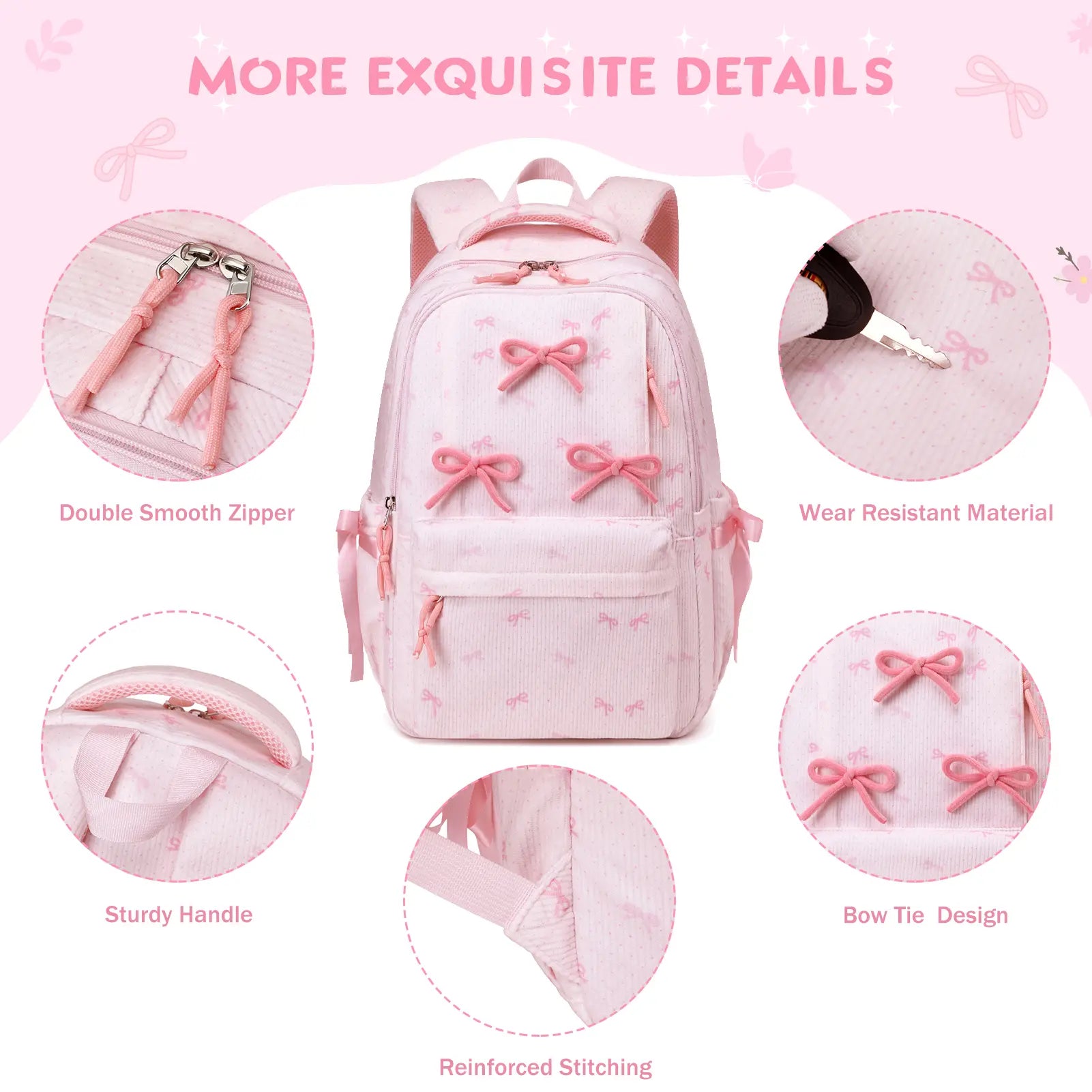 SIMILOVE 3PCS Backpack for School- Corduroy Girls Backpack with Lunch Bag & Pencil Case, School Bag for Elementary Middle High School,Back to School Gift,Birthday'S Gift, Backpacks for School, Bookbag