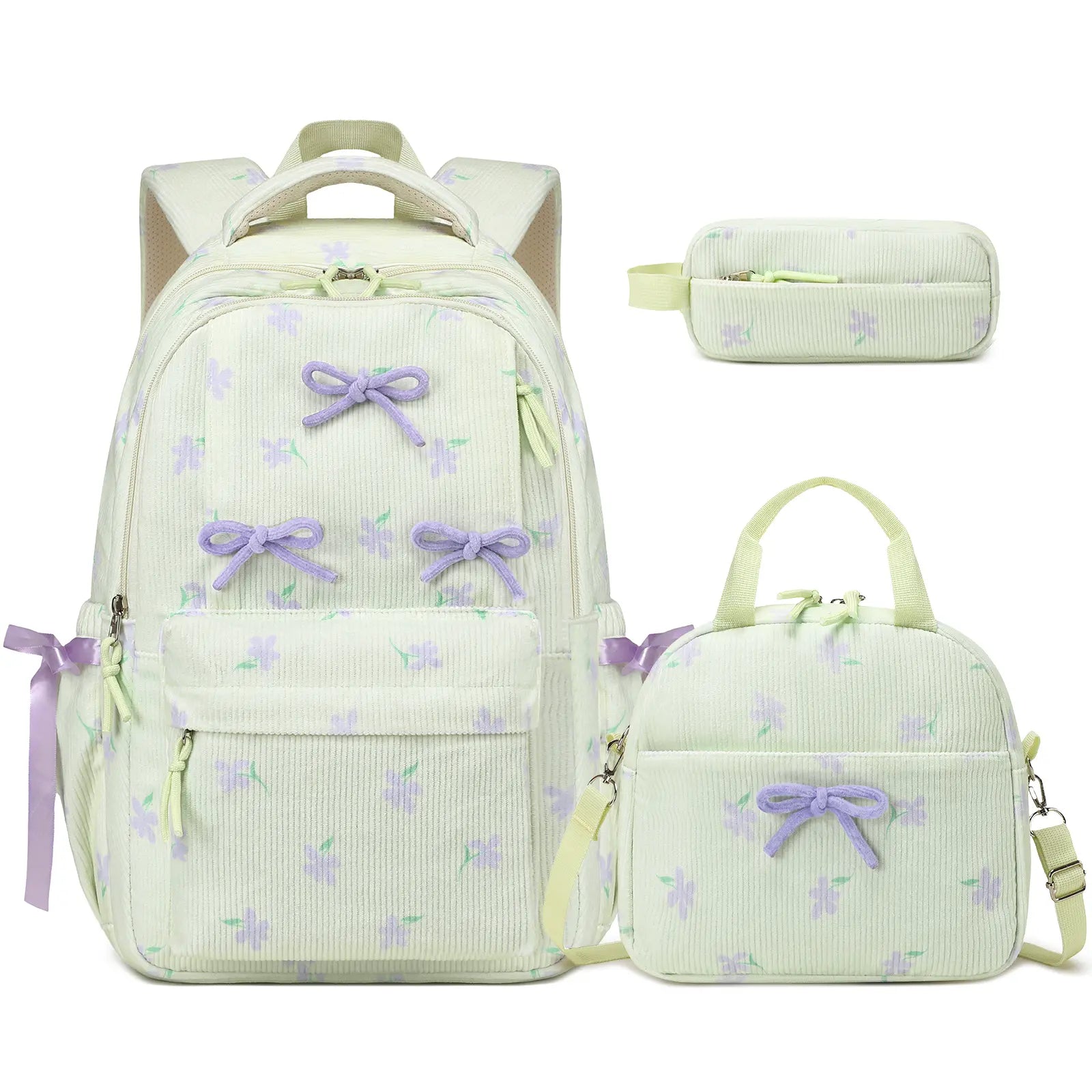 SIMILOVE 3PCS Backpack for School- Corduroy Girls Backpack with Lunch Bag & Pencil Case, School Bag for Elementary Middle High School,Back to School Gift,Birthday'S Gift, Backpacks for School, Bookbag