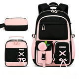 3PCS Waterproof Backpack for School,Oxford Cloth Bookbag Set with Lunch Box & Pencil Case,School Bag for Elementary Middle High School,Back to School Gift,Birthday'S Gift