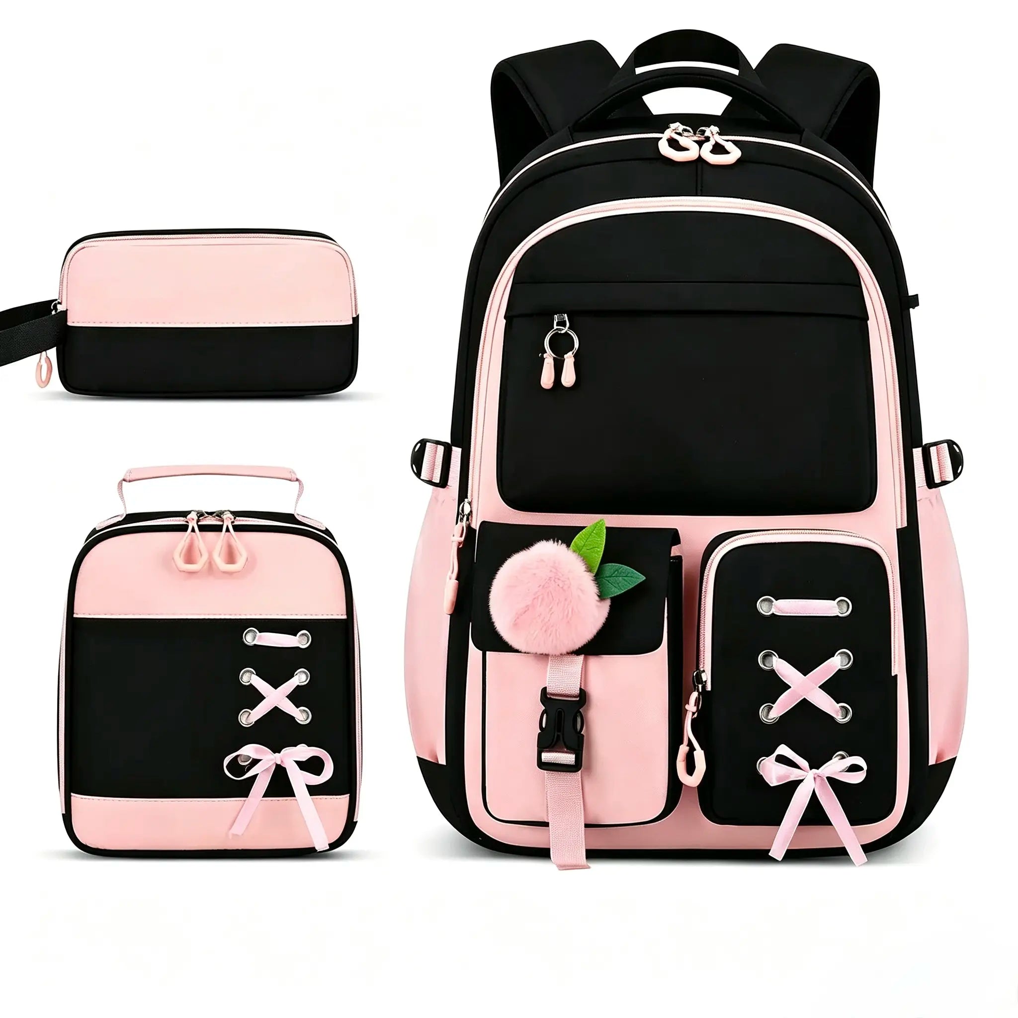 3PCS Waterproof Backpack for School,Oxford Cloth Bookbag Set with Lunch Box & Pencil Case,School Bag for Elementary Middle High School,Back to School Gift,Birthday'S Gift
