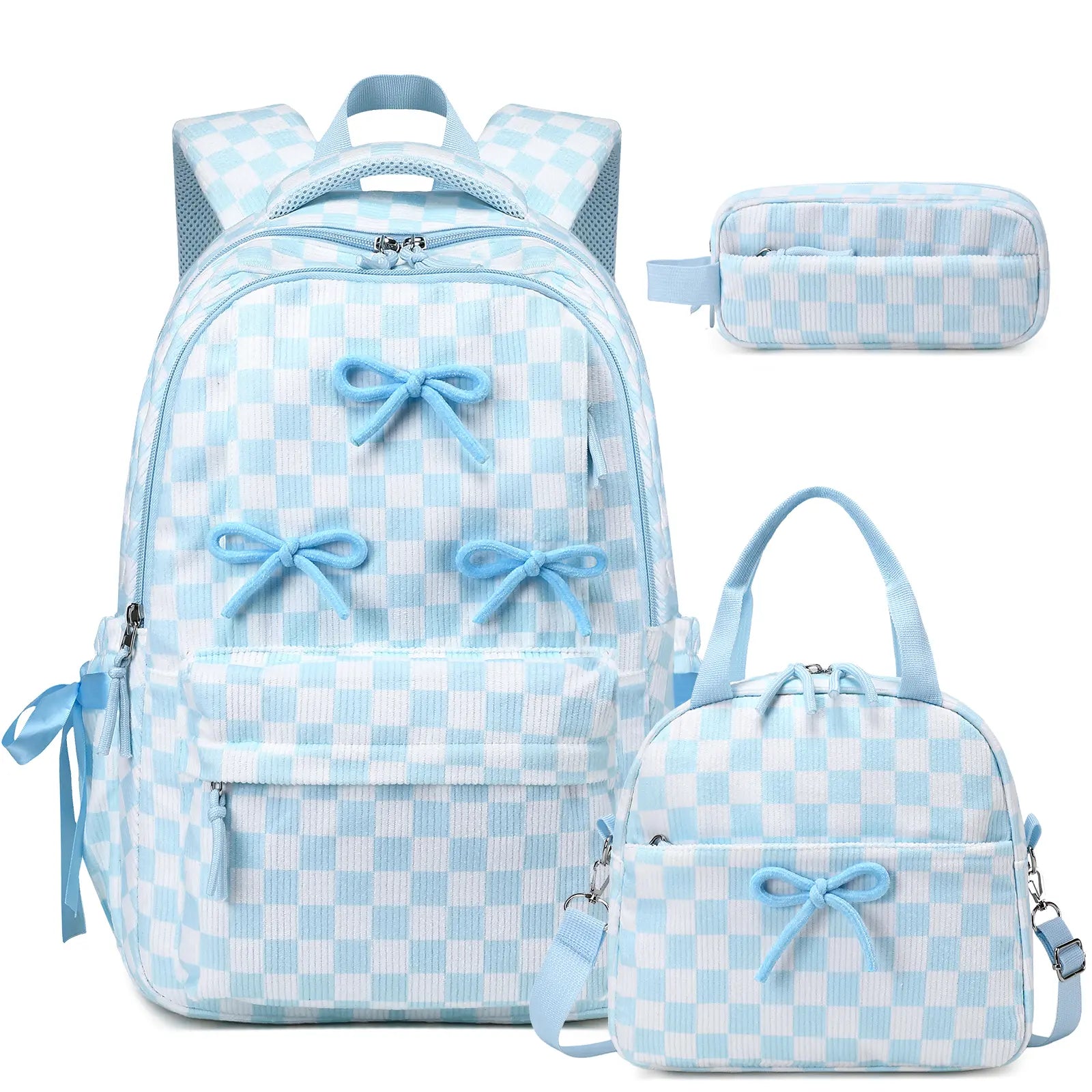 SIMILOVE 3PCS Backpack for School- Corduroy Girls Backpack with Lunch Bag & Pencil Case, School Bag for Elementary Middle High School,Back to School Gift,Birthday'S Gift, Backpacks for School, Bookbag